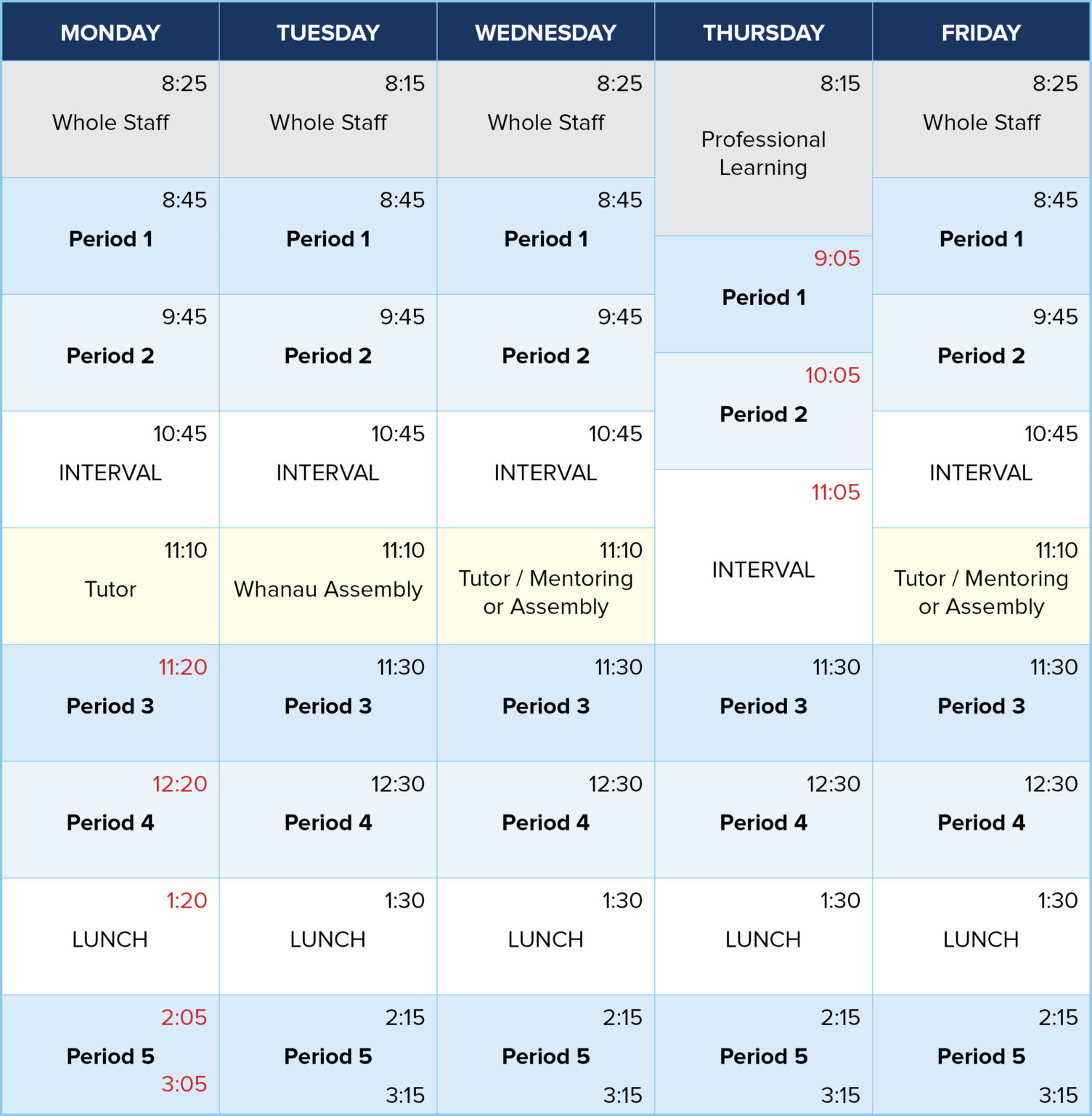 Daily Timetable • BDSC